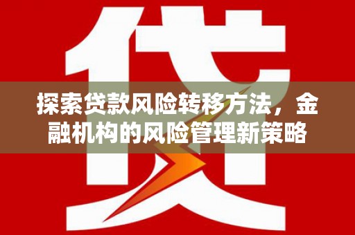 山海关探索贷款风险转移方法，金融机构的风险管理新策略